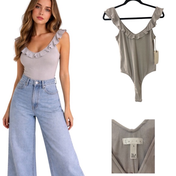 Leith Tops - NWT Leith Ruffle Body Suit
